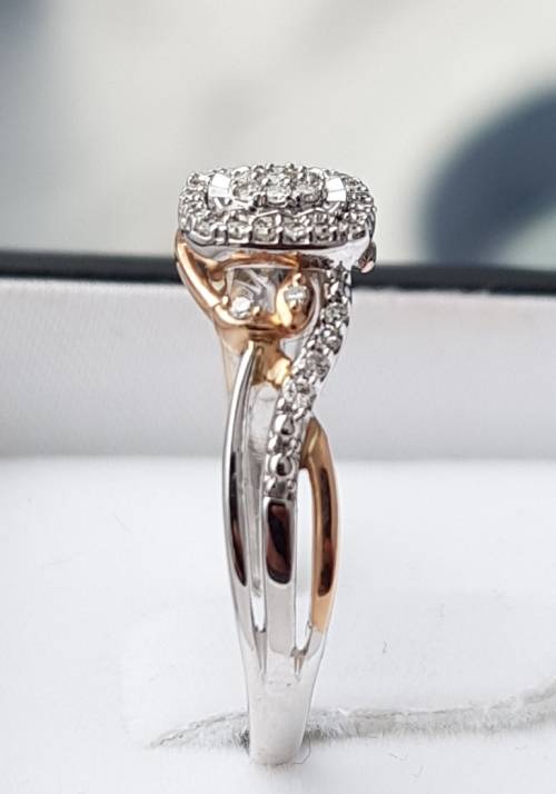 **HALO COLLECTION | R29639** DESIGNER | 0.350ct | DIAMOND RING | ROSE / WHITE GOLD - BUY SAFE
