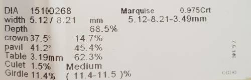 **CERTIFIED** MASSIVE | 0.975ct | MARQUISE CUT | COLOUR G | DIAMOND | SOUTH AFRICA - BUY SAFE