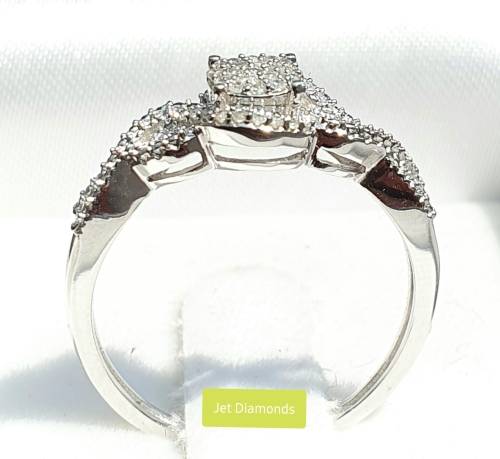 **SWIRL COLLECTION | R27639** DESIGNER | 0.250ct | CLUSTER DIAMOND RING | WHITE GOLD - BUY SAFE