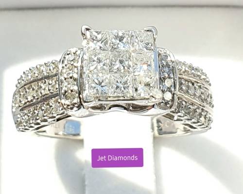 **HUGE DEAL | R71574** INVISIBLE ROUND | PRINCESS CUT |1.350ct| DIAMOND RING | WHITE GOLD - BUY SAFE