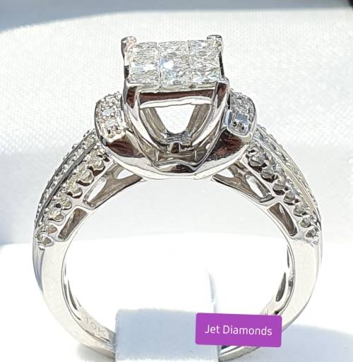 **HUGE DEAL | R71574** INVISIBLE ROUND | PRINCESS CUT |1.350ct| DIAMOND RING | WHITE GOLD - BUY SAFE