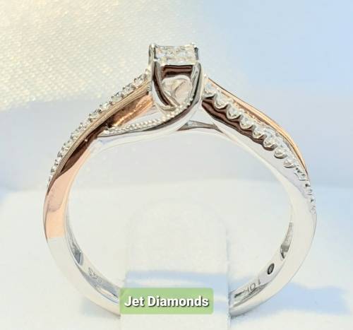 **SUPERB TWO TONE | R26541** SWIRL DESIGN | 0.250ct | DIAMOND RING | WHITE / ROSE GOLD - BUY SAFE