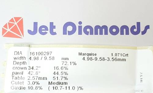 **CERTIFIED** MASSIVE | 1.071ct | MARQUISE CUT | COLOUR I | DIAMOND | SOUTH AFRICA - BUY SAFE