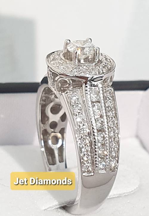 **HUGE DEAL | R73657** HALO DESIGN | ROUND CUT | 1.350ct | DIAMOND RING | WHITE GOLD - BUY SAFE