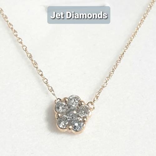 **GORGEOUS | R29736** CLUSTER PENDANT | 0.400ct | ROUND CUT | YELLOW GOLD + OPTIONAL CHAIN -BUY SAFE