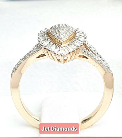 **CRAZY DEAL | R33639** PEAR DESIGN | 0.395ct | CLUSTER DIAMOND RING | YELLOW GOLD - BUY SAFE