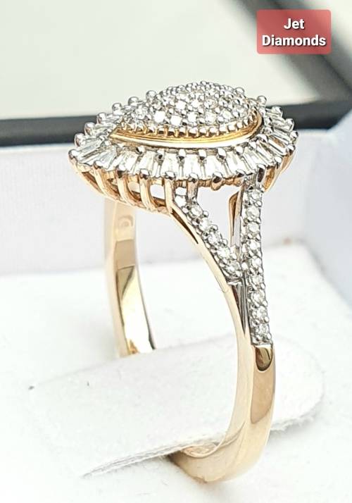 **CRAZY DEAL | R33639** PEAR DESIGN | 0.395ct | CLUSTER DIAMOND RING | YELLOW GOLD - BUY SAFE