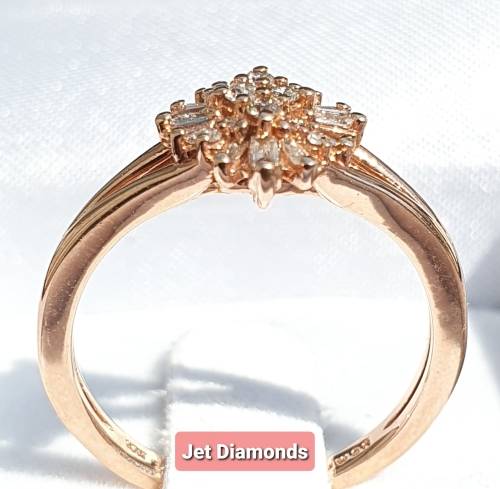 **SUPERB DESIGN | R29639** ROUND / BAGUETTE CUT | 0.400ct | DIAMOND RING | ROSE GOLD - BUY SAFE