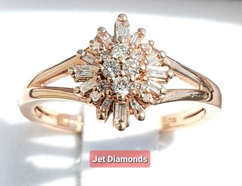 **SUPERB DESIGN | R29639** ROUND / BAGUETTE CUT | 0.400ct | DIAMOND RING | ROSE GOLD - BUY SAFE