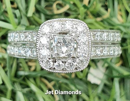 **HUGE SPECIAL | R76327** PAVE | ROUND / PRINCESS | 1.350ct | DIAMOND RING | WHITE GOLD -BUY SAFE