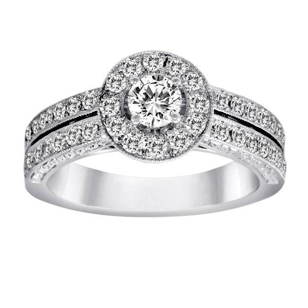 **SPARKLY [R53675]** HALO DESIGN [1.020ct] DIAMOND RING [5.407g] SOLID WHITE GOLD - BUY SAFE