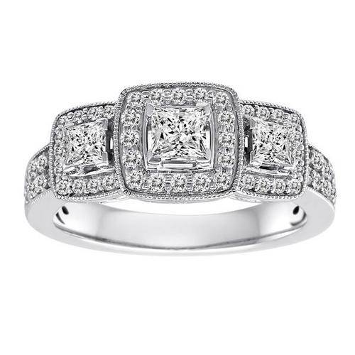 *TRILOGY RING [R48579]* HIGH [H / SI1] QUALITY [1.020ct] DIAMOND RING [3.702g] WHITE GOLD - BUY SAFE