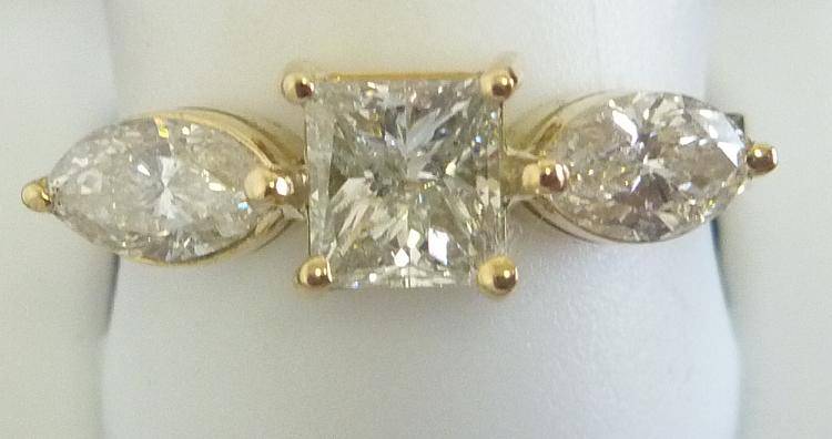**WOW [R82521]** TRILOGY PRINCESS / MARQUISE DIAMOND RING [1.520ct] 18KT YELLOW GOLD - BUY SAFE