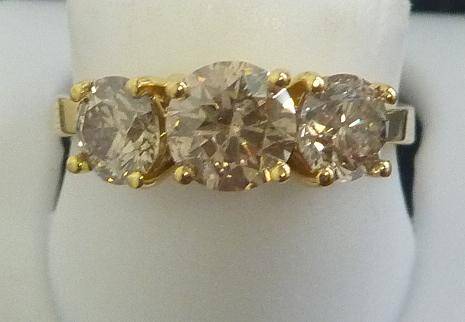 **TRILOGY [R42681]** 3 ROUND CUT DIAMOND RING [1.680ct] YELLOW GOLD - BUY SAFE