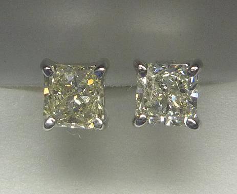 **SPECIAL [R22835]** RADIANT CUT DIAMOND [0.450ct] EARRINGS [VVS] WHITE GOLD -  BUY SAFE