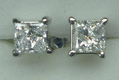 **SPECIAL [R22835]** PRINCESS CUT DIAMOND [0.420ct] EARRINGS [WHITE GOLD] -  BUY SAFE