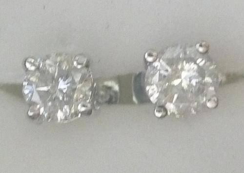 **BARGAIN EARRINGS [R23215]** SPARKLING [ 1/2 ct ] DIAMONDS [WHITE GOLD] -  BUY SAFE