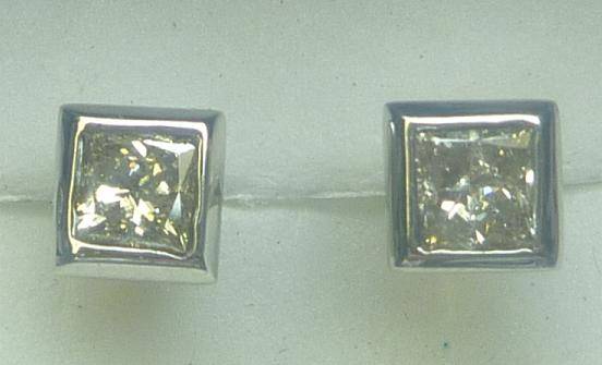 **SPECIAL [R28836]** PRINCESS CUT [SI3] DIAMOND [0.545ct] EARRINGS [WHITE GOLD] -  BUY SAFE