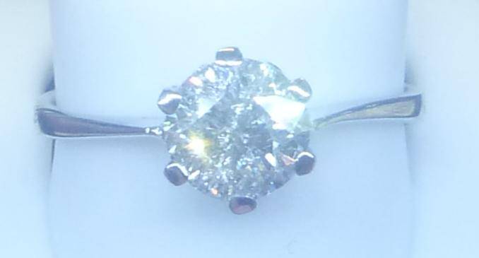 **CERTIFIED [R45752]** HUGE DESIGNER [1.268CT] SOLITAIRE RING [WHITE GOLD] - BUY SAFE