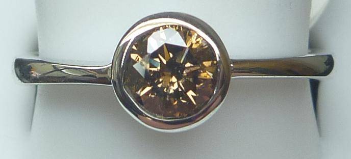 **TUBE DESIGN [R27223]** ROUND CUT [0.650ct] SOLITAIRE DIAMOND RING [WHITE GOLD] - BUY SAFE