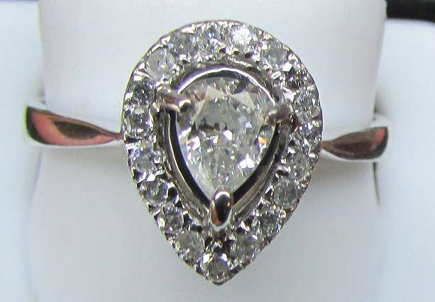 **DESIGNER RING [R40417]** GORGEOUS PEAR CUT DIAMOND [0.550ct] RING [18KT WHITE GOLD] - BUY SAFE