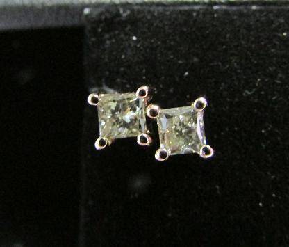 **SPECIAL [R29836]** PRINCESS CUT [SI2] DIAMOND [0.615ct] EARRINGS [ROSE GOLD] -  BUY SAFE