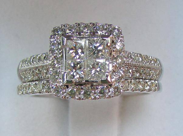 **ULTRA SPARKLY [R65418]** PRINCESS BRIDAL [1.275ct] DIAMOND RINGS [7.066g] WHITE GOLD - BUY SAFE