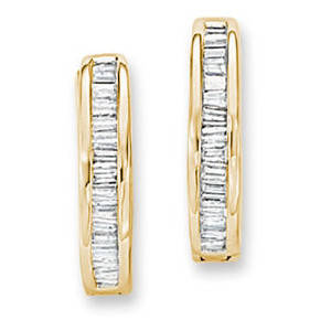 **DIAMOND HOOPS [R21893]** BAGUETTE [0.300ct] DIAMOND EARRINGS [YELLOW GOLD] -  BUY SAFE
