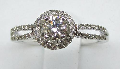 **PROMO [R28751]** HIGH QUALITY [0.610ct] DIAMOND RING [3.127g] WHITE GOLD - BUY SAFE