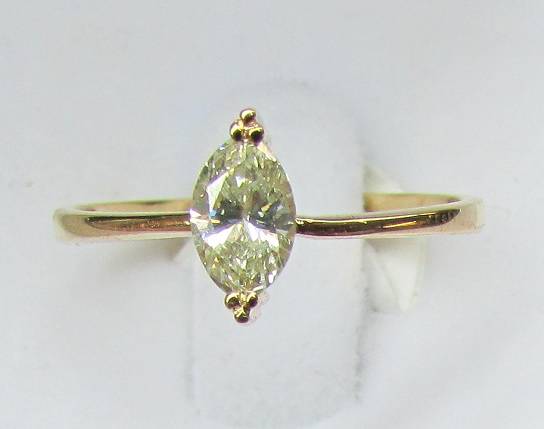 **CERTIFIED [R35985]** MARQUISE CUT [VS2] DIAMOND [0.413ct] SOLITAIRE [18KT YELLOW GOLD] - BUY SAFE