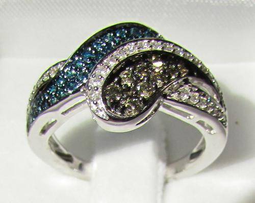 **WOW FACTOR [R45274]** BLUE / CHAM CENTRE [0.810ct] DIAMOND RING [4.235g] WHITE GOLD - BUY SAFE