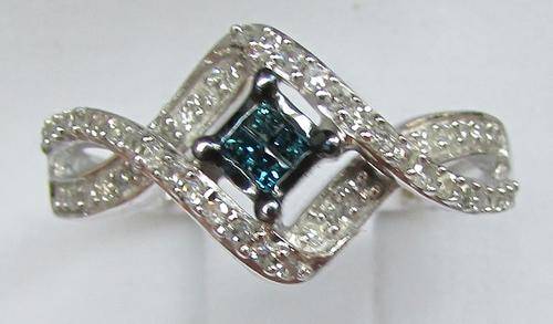 **ONCE-OFF DEAL [R28674]** BLUE CENTRE [0.400ct] DIAMOND RING [2.861g] WHITE GOLD - BUY SAFE
