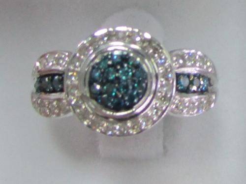 **WOW FACTOR [R35274]** BLUE / WHITE DIAMOND CENTRE [0.750ct] RING [3.854g] WHITE GOLD - BUY SAFE