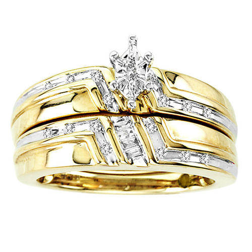 **OVERSTOCK SALE [R23596]** BRIDAL TWINSET [0.250ct] DIAMOND RINGS [6.748g] YELLOW GOLD - BUY SAFE