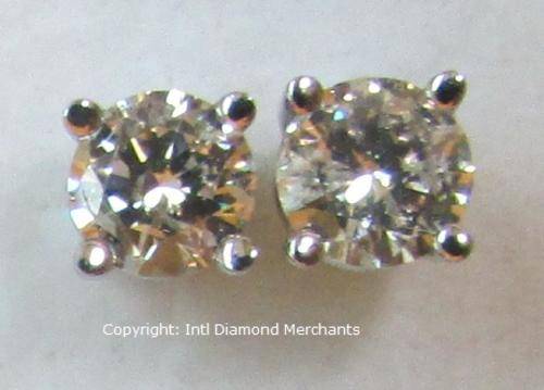 **ATTRACTIVE [R27865]** GLITTERING [0.585ct] DIAMOND [SI2] STUD EARRINGS [WHITE GOLD] - BUY SAFE
