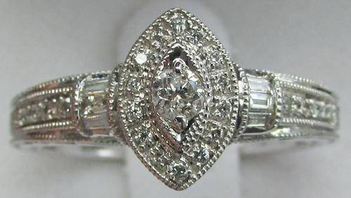 **UNBEATABLE VALUE [R26412]** MARQUISE DESIGN [0.400ct] DIAMOND RING [3.738g] WHITE GOLD - BUY SAFE