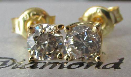 **1 LUCKY BIDDER [R28364]** ULTRA SPARKLING [0.601ct] DIAMOND EARRINGS [YELLOW GOLD] - BUY SAFE