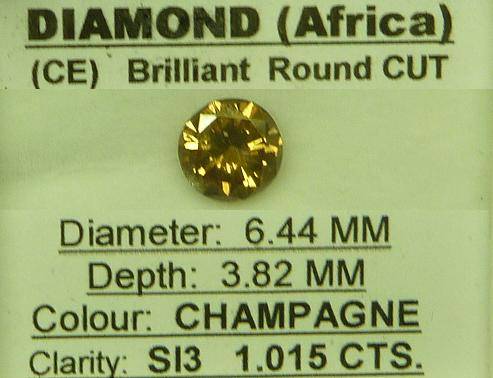 **STUNNING** EYE CLEAN  [1.015ct] CHAMPAGNE [ SI3 ] ROUND CUT DIAMOND - [BUY SAFE]