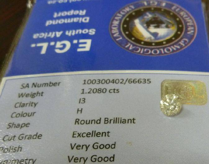 **EGL CERTIFIED**  SIZE & VALUE [1.2080ct] ROUND CUT DIAMOND - BUY SAFE - R1 NO RESERVE