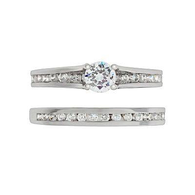 **BRIDAL SET [R43561]** EYE CLEAN [1.00ct] DIAMOND RING [5.281g] SOLID WHITE GOLD - BUY SAFE