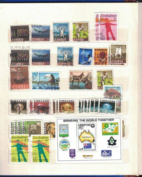 Stock Album with used  Rhodesia, Zambia, Malawi, Lesotho (a lot UMM), Swaziland and Kenya