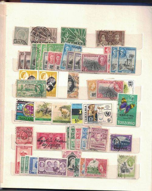 Stock Album with used  Rhodesia, Zambia, Malawi, Lesotho (a lot UMM), Swaziland and Kenya