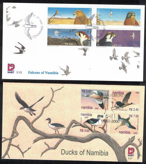 Namibia - 1999 & 2000 Falcons of Namibia & Ducks of Namibia - FDC 3.13 & 3.21