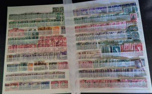 A4 Stock Album stacked with mostly used Union and RSA stamps