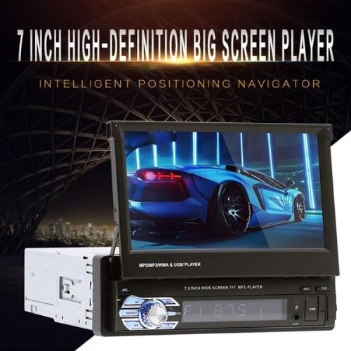 Single 1 Din 7" HD GPS Flip Bluetooth Car Stereo Radio MP5 Player Touch USB Autoradio + Map + Cam