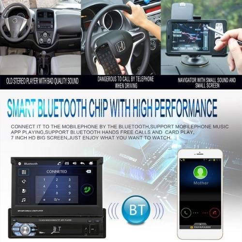 Single 1 Din 7" HD GPS Flip Bluetooth Car Stereo Radio MP5 Player Touch USB Autoradio + Map + Cam