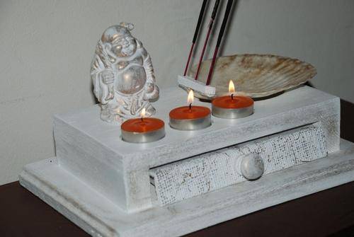 Buddha  Incense Burner - Candle holder - album ,with removable shell collects ash - Feng shui