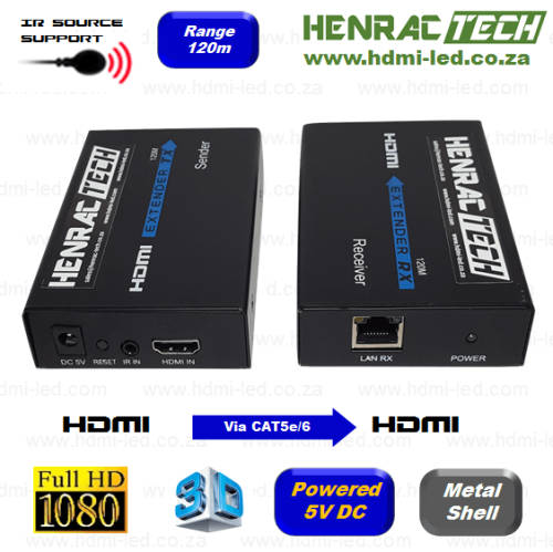 HDMI BALUN EXTENDER (pair), 60M, CAT, with HDMI Pass Through + IR support