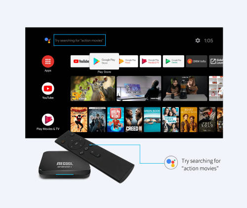 Google Certified Android TV Box, MeCool KM9Pro, 4/32GB, 4K UHD Android 9, 4x core CPU,
