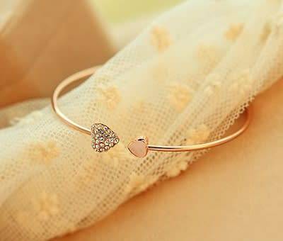 Crystal heart gold plated  bracelet